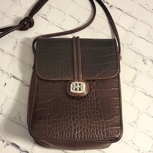 Brighton Aligator Embossed Crossbody  Leather Bag